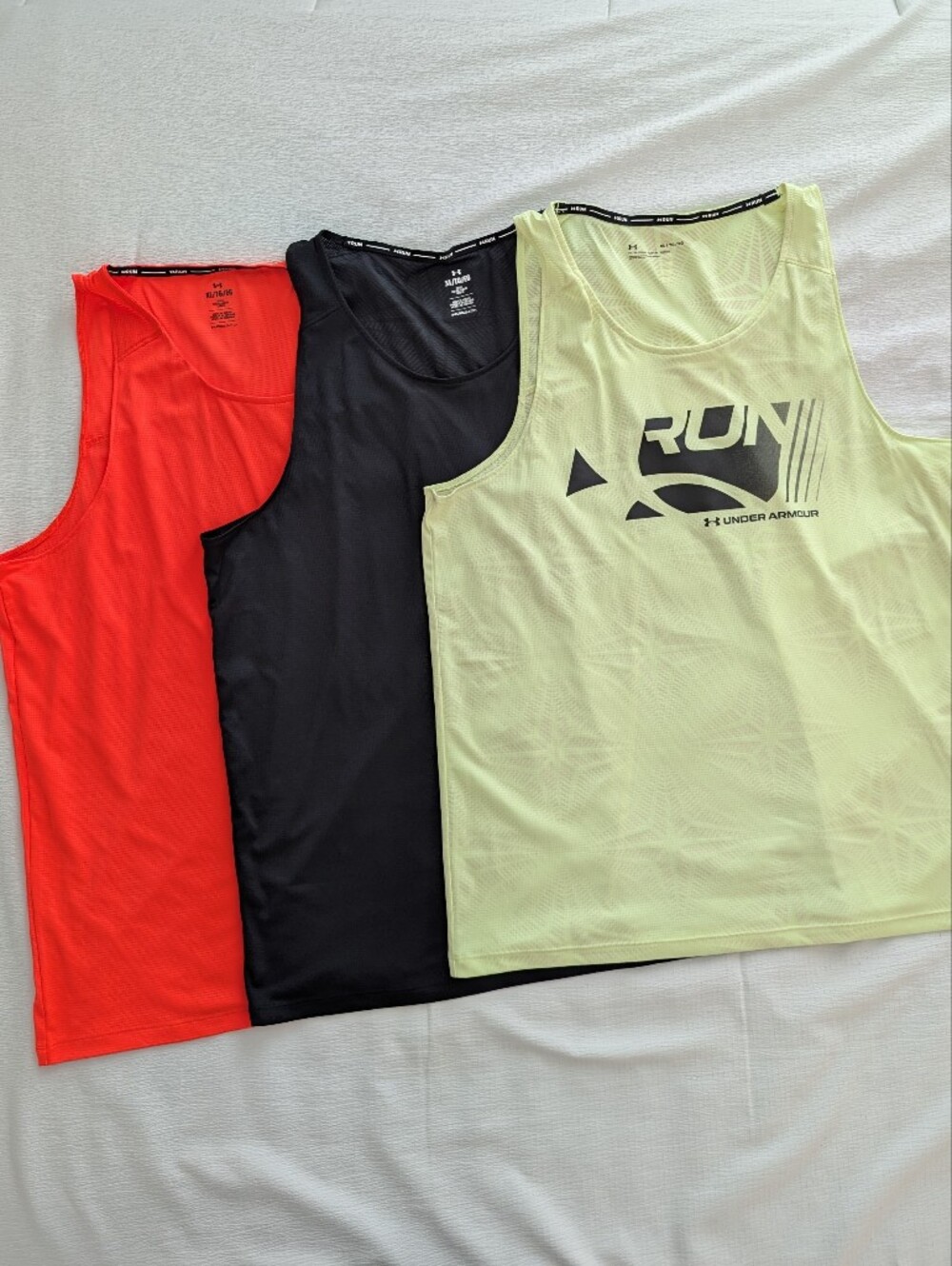 Set Of Three - Under Armour Men’s Tank Tops - Neon Yellow, Black, Orange
